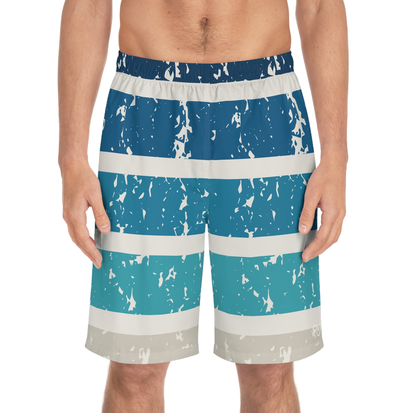 Board Shorts | Blue, White Stripes