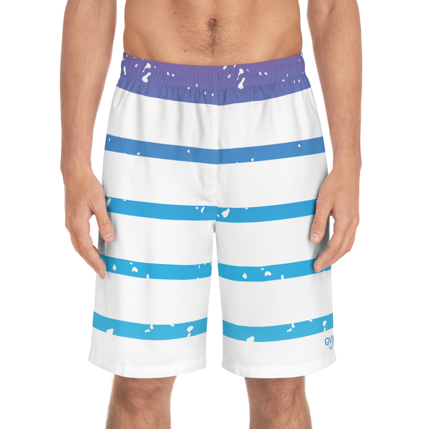 Board Shorts | White, Blue Stripes