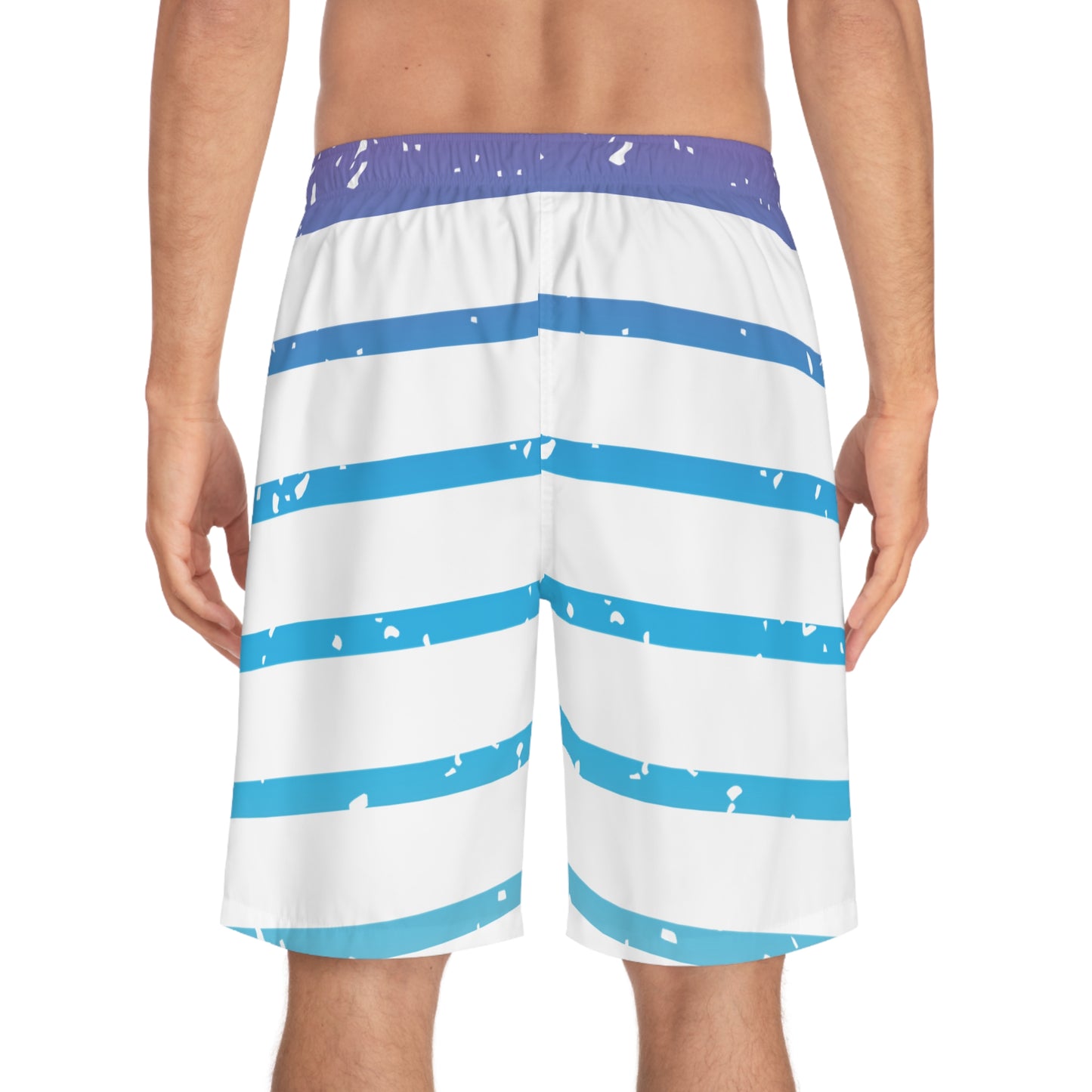 Board Shorts | White, Blue Stripes