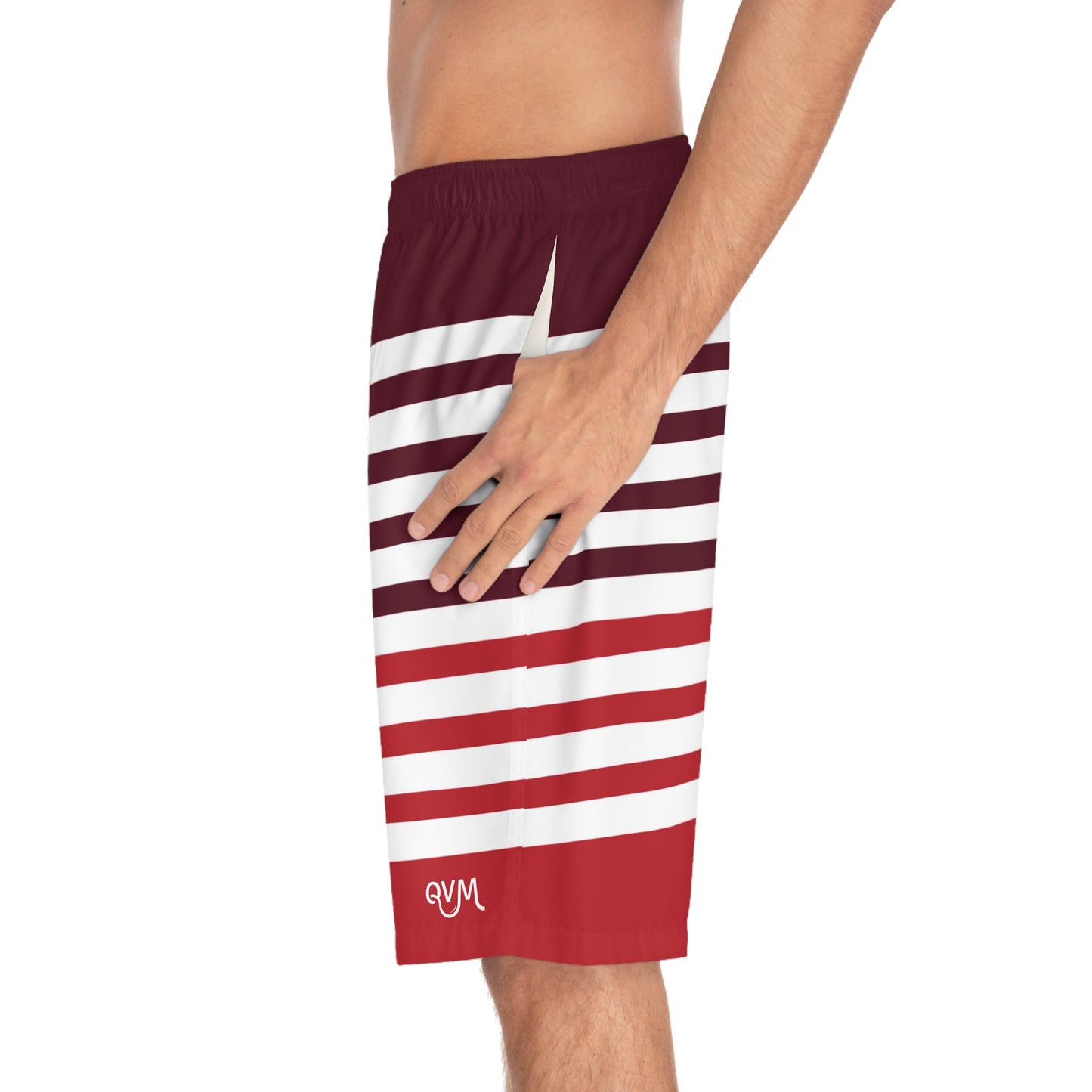 Board Shorts | Red, White Stripes