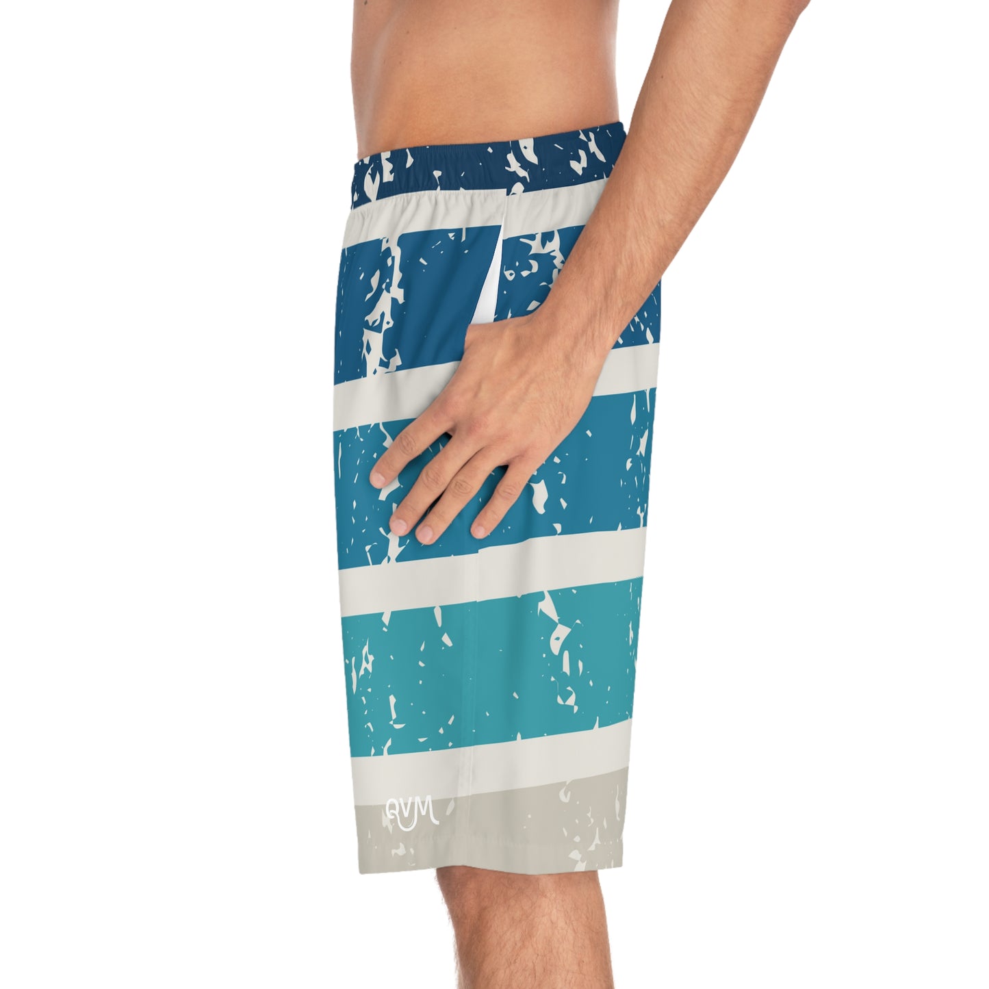 Board Shorts | Blue, White Stripes