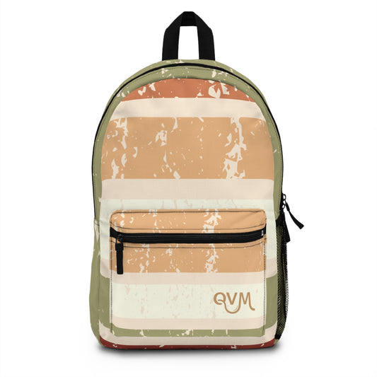 Light-weight Backpack- Tan/Green Stripes