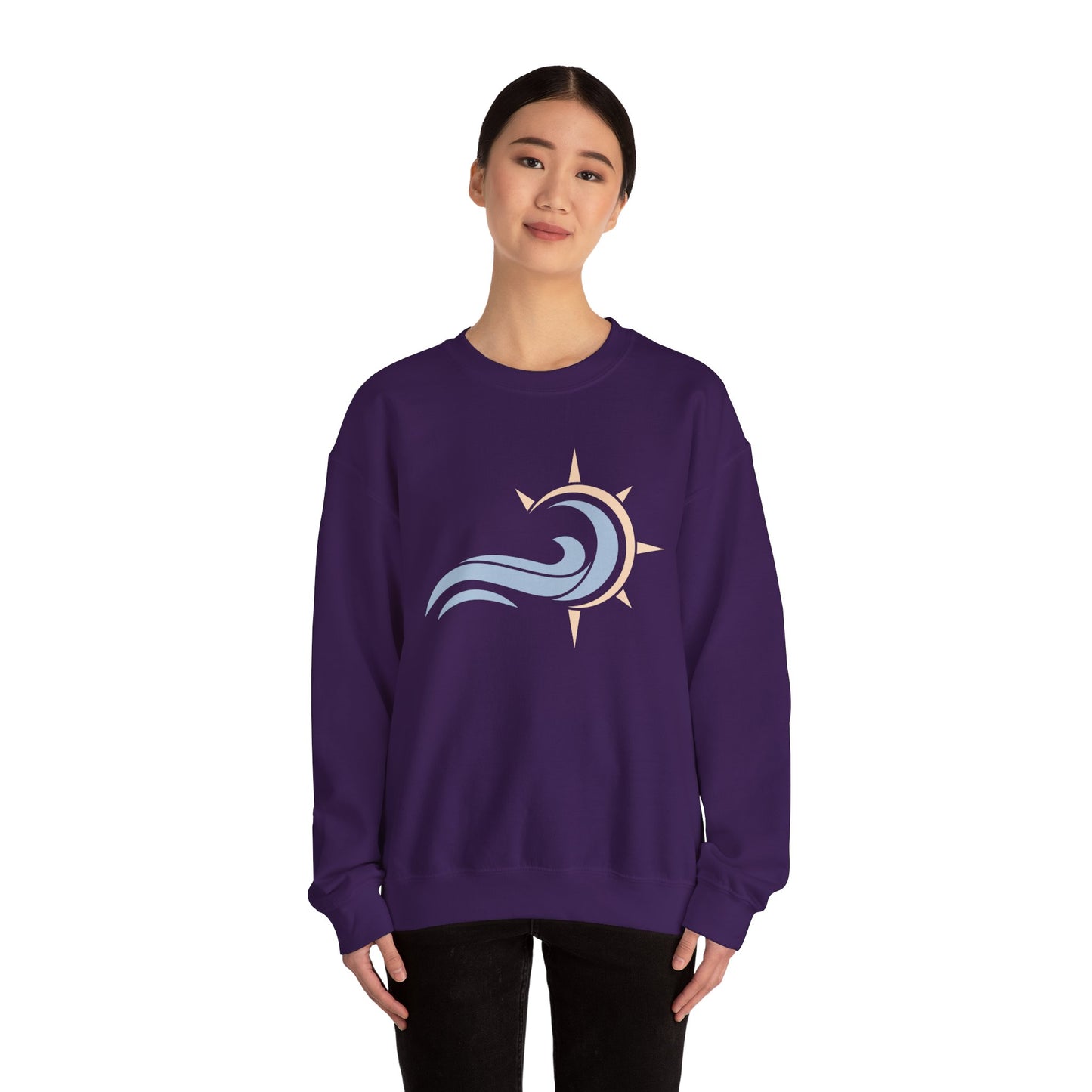 Heavy Crewneck Sweatshirt - "Sun & Wave"