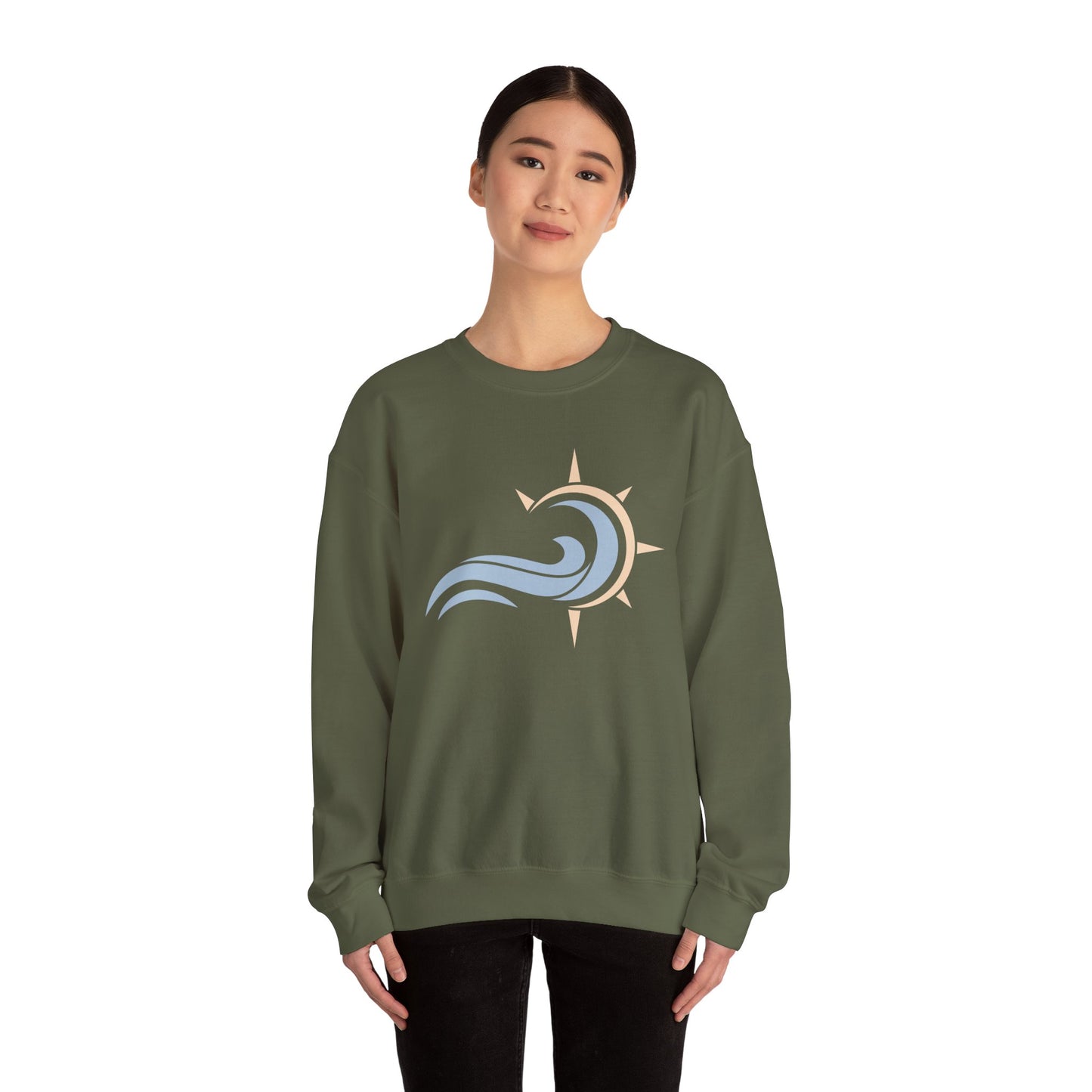 Heavy Crewneck Sweatshirt - "Sun & Wave"
