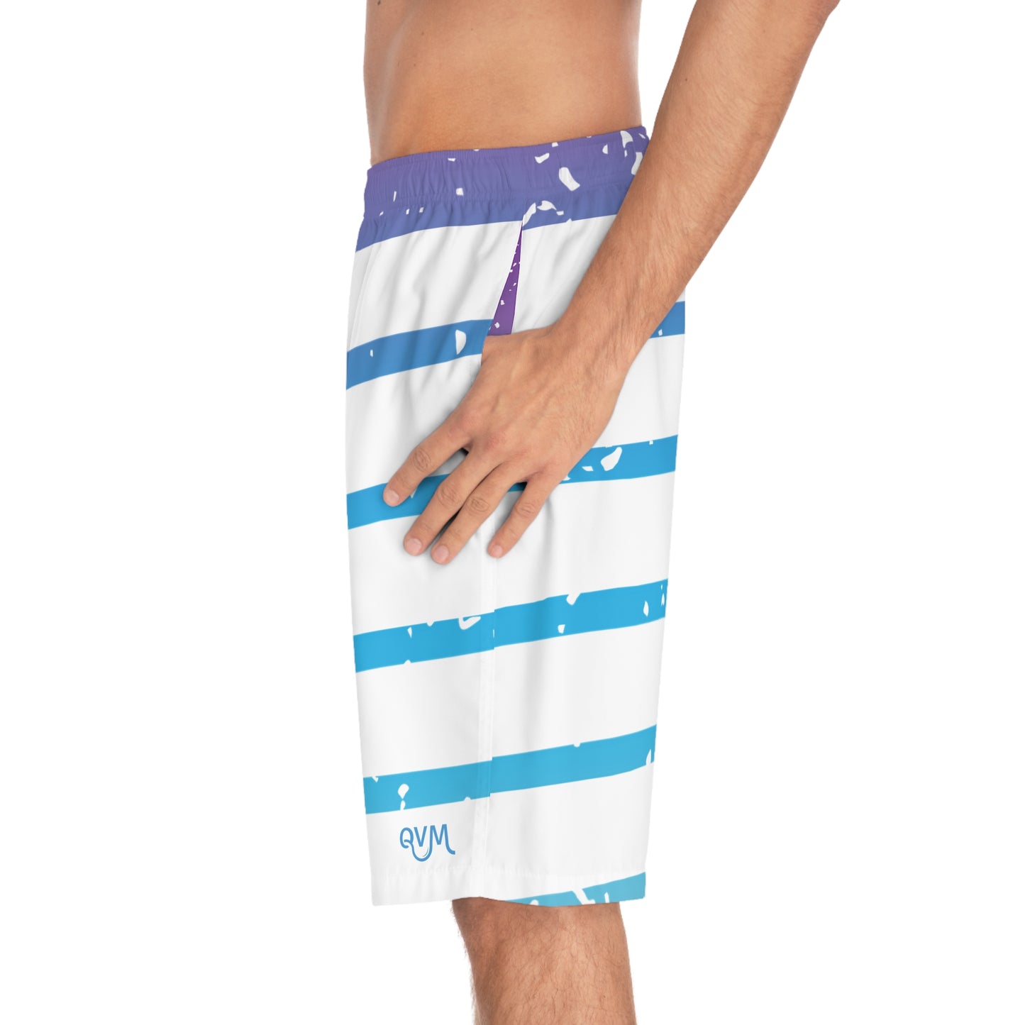 Board Shorts | White, Blue Stripes