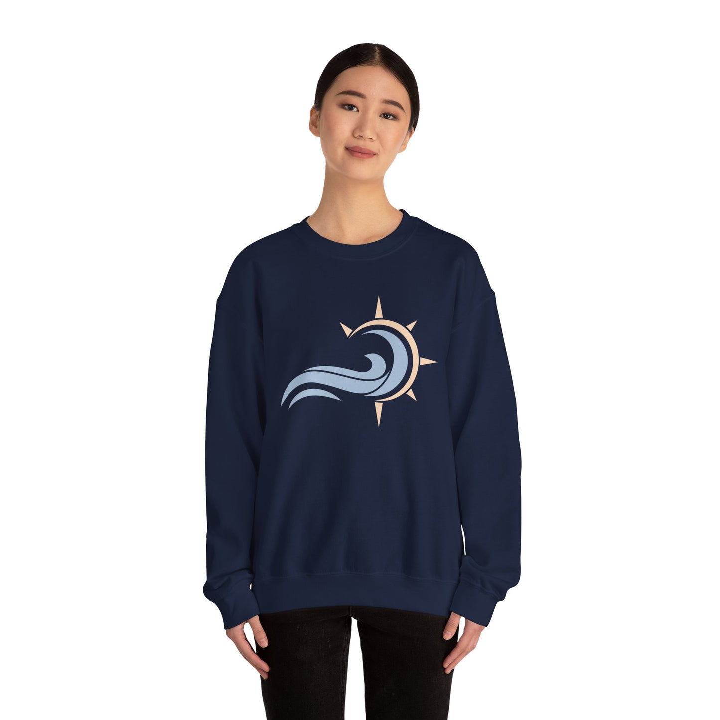 Heavy Crewneck Sweatshirt - "Sun & Wave"