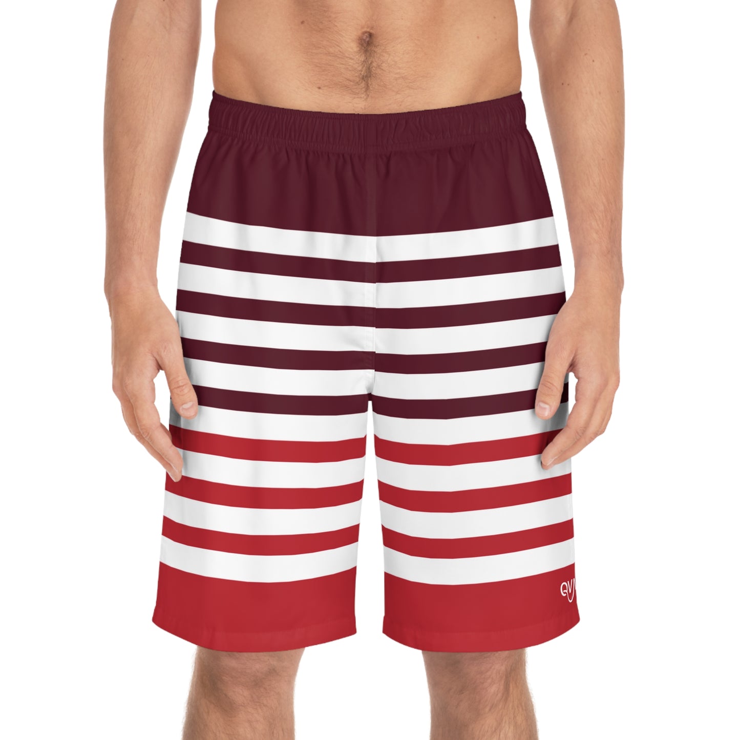 Board Shorts | Red, White Stripes