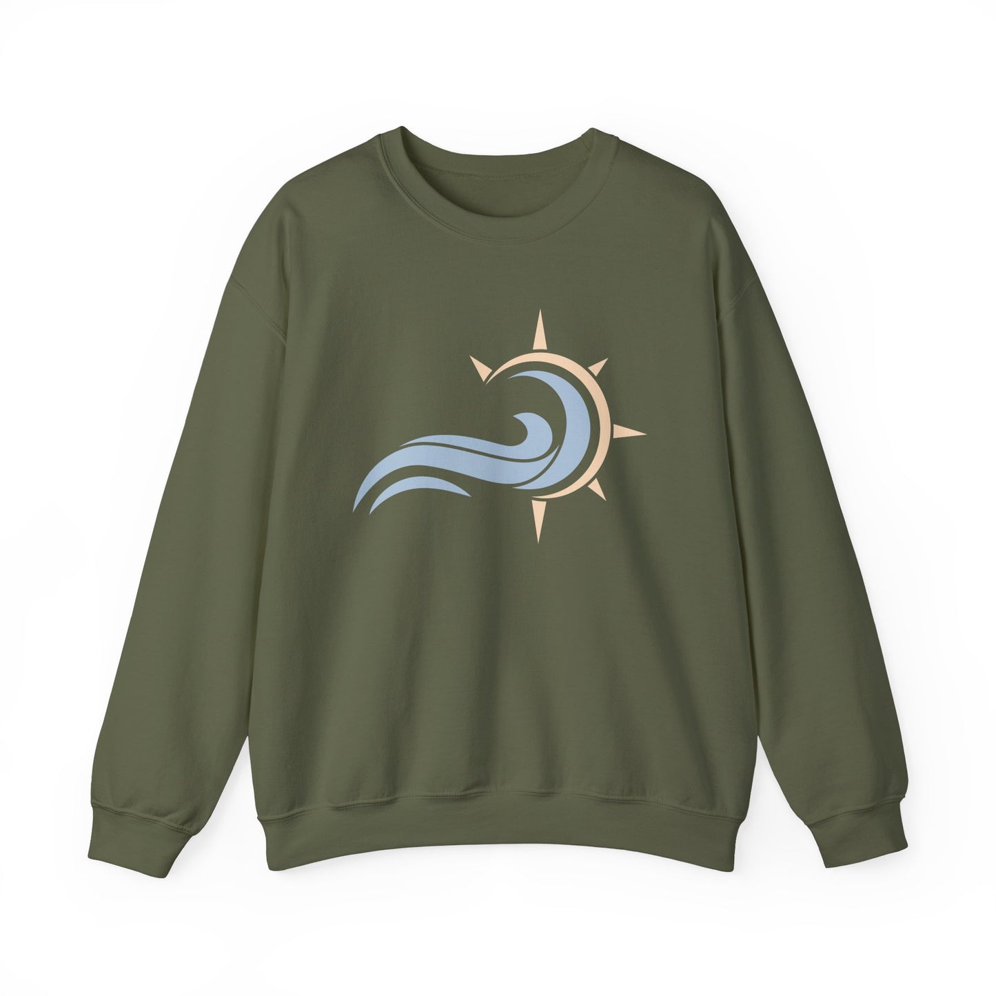 Heavy Crewneck Sweatshirt - "Sun & Wave"